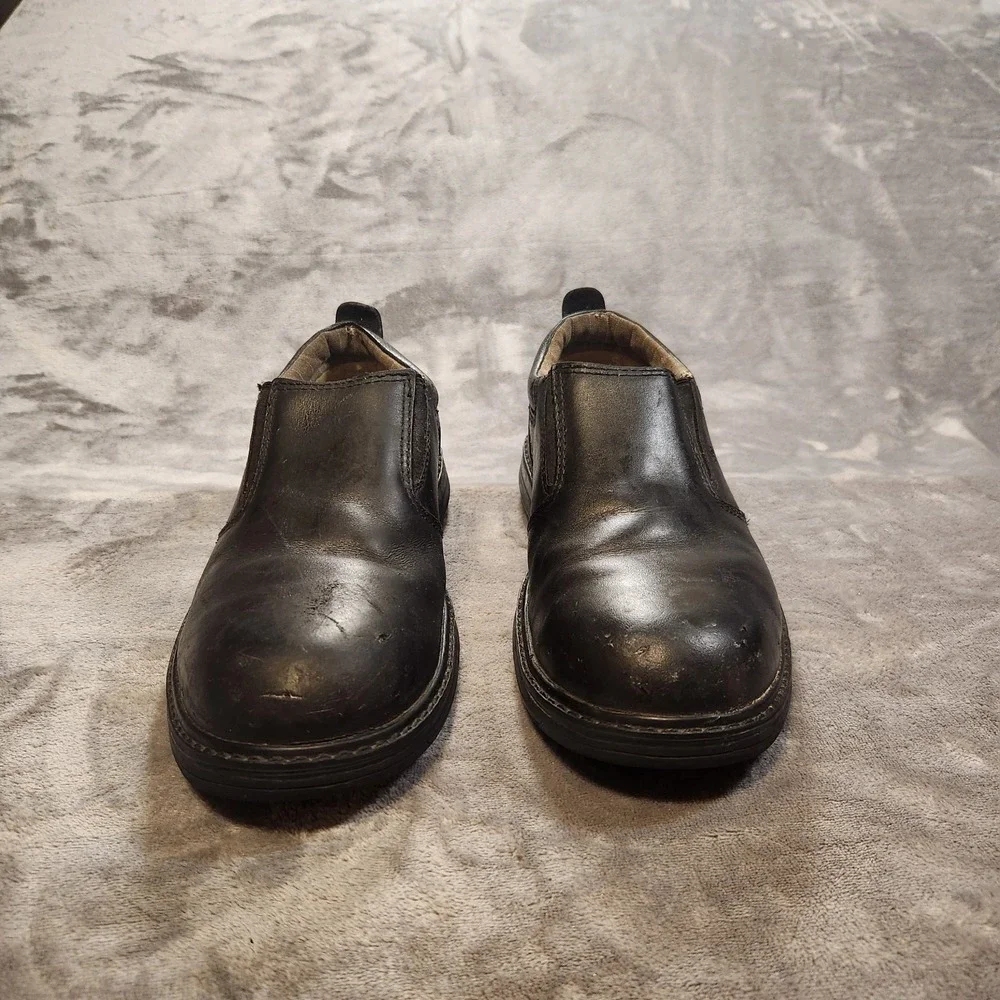 Caterpillar Shoes Mens 8.5 Wide Black Leather Conclude Slip-On Steel Toe  P90098